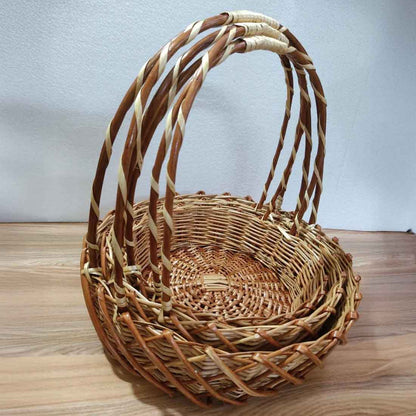 WeaveCross Willow Basket Set - With Handles (Set of 3)