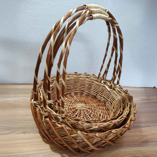 WeaveCross Willow Basket Set - With Handles (Set of 3)