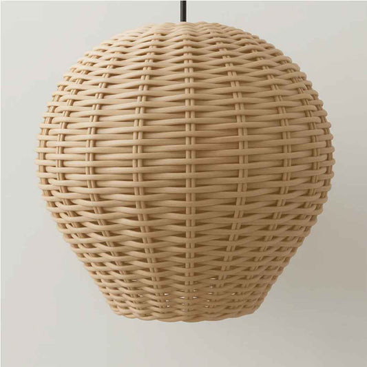 Cane Balloon Lampshade with Iron Frame