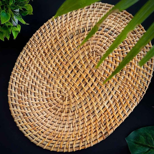 Elowyn Rattan Cane Placemats – Oval Handwoven Elegance
