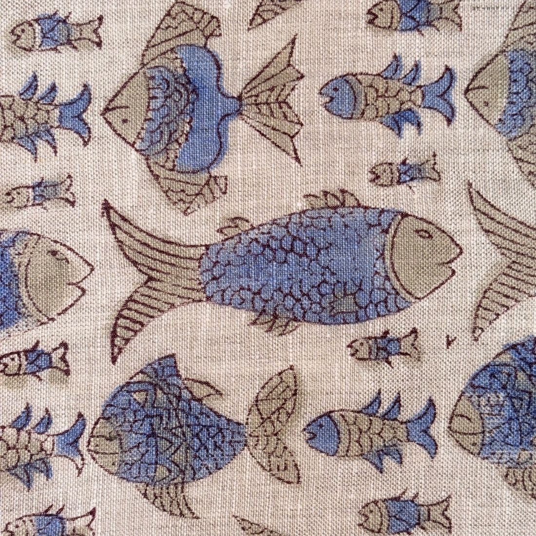 Zayra Block Printed Linen Fabric | Upholstery & Home Décor Fabric