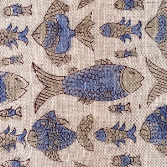 Zayra Block Printed Linen Fabric | Upholstery & Home Décor Fabric
