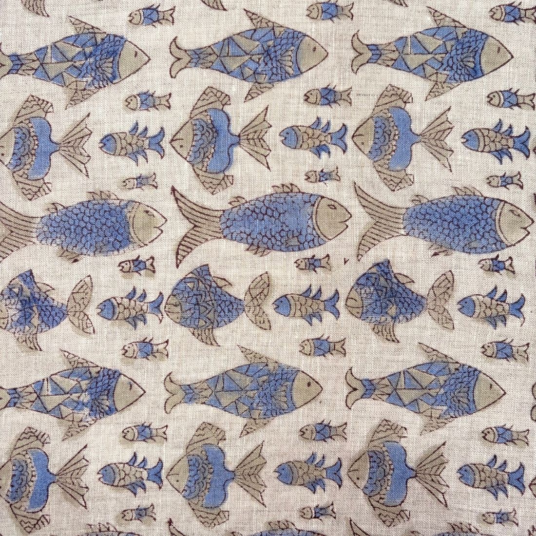 Zayra Block Printed Linen Fabric | Upholstery & Home Décor Fabric