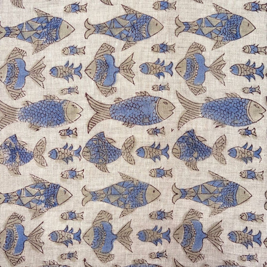 Zayra Block Printed Linen Fabric | Upholstery & Home Décor Fabric