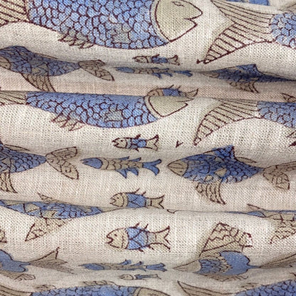 Zayra Block Printed Linen Fabric | Upholstery & Home Décor Fabric