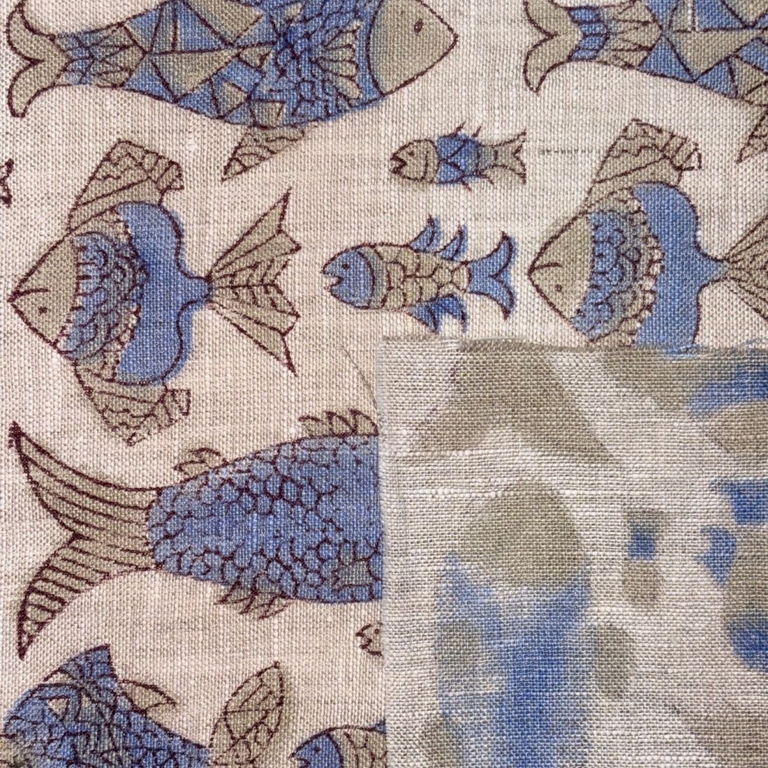 Zayra Block Printed Linen Fabric | Upholstery & Home Décor Fabric