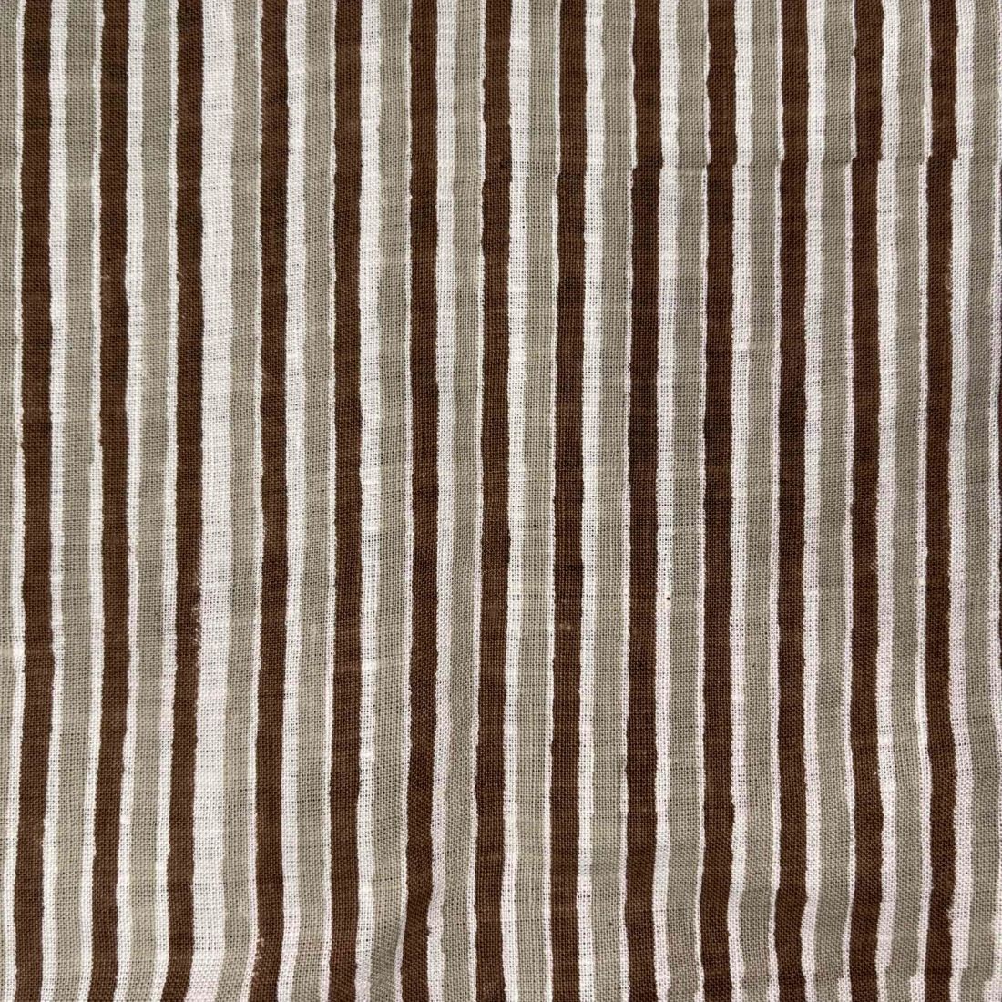 Pancham Linen 58" Block-Printed Stripe Upholstery Fabric