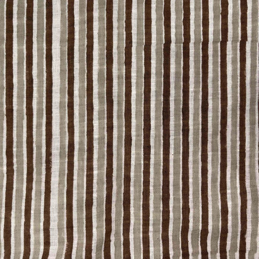 Pancham Linen 58" Block-Printed Stripe Upholstery Fabric
