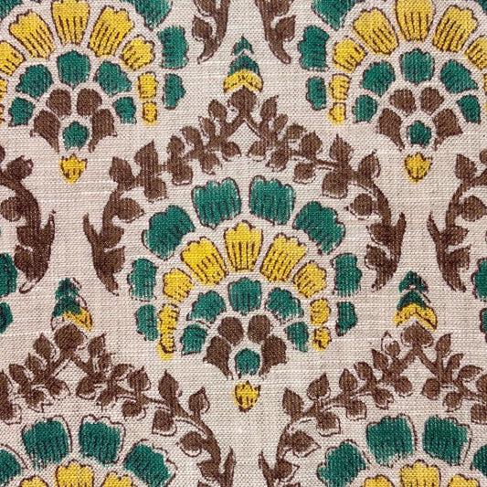 Nagma Block Printed Linen Fabric | Upholstery & Home Décor Fabric