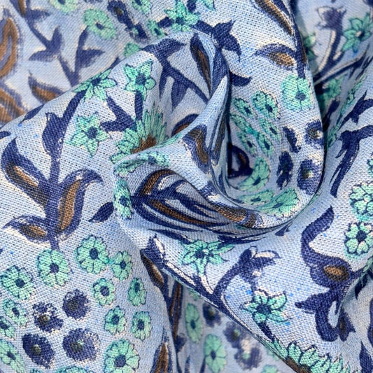 Raaga Block Printed Linen Fabric