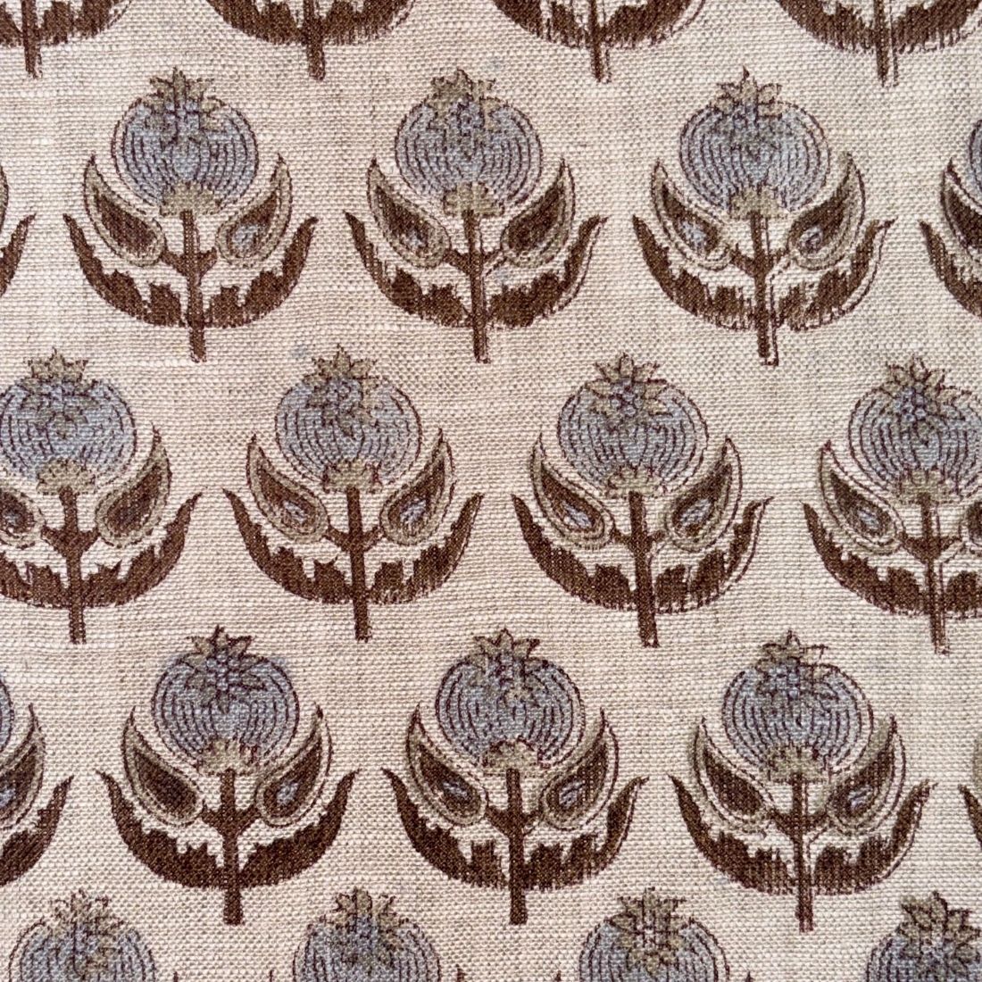 Vaani Block Printed Linen Fabric | Upholstery & Home Décor Fabric