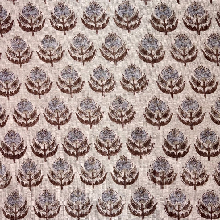 Kesar Linen 58" Block-Printed Buta Upholstery Fabric