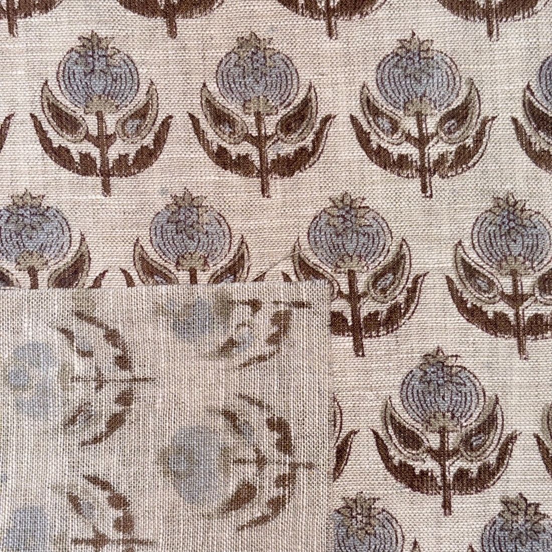Vaani Block Printed Linen Fabric | Upholstery & Home Décor Fabric