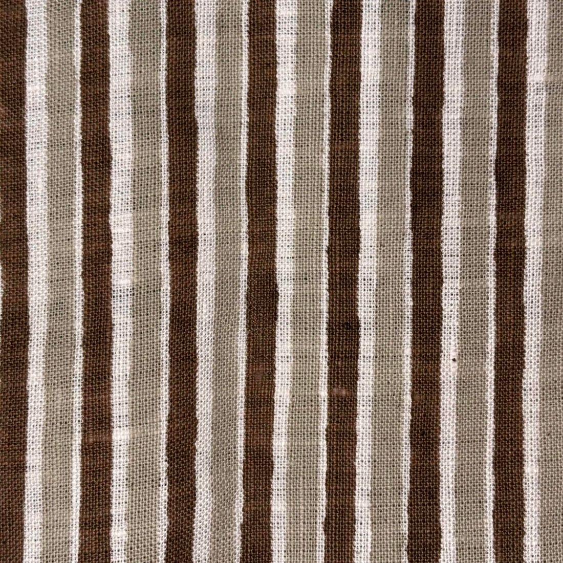 Pancham Linen 58" Block-Printed Stripe Upholstery Fabric