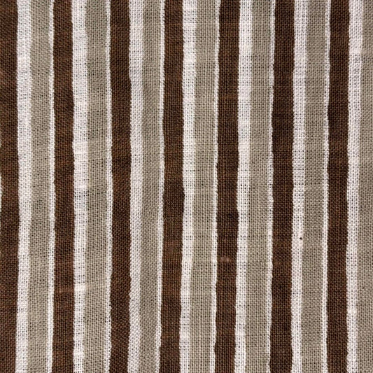 Pancham Linen 58" Block-Printed Stripe Upholstery Fabric