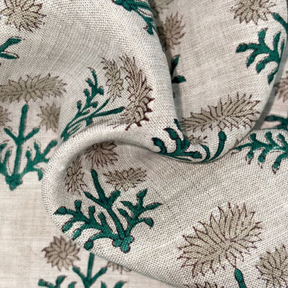 Ruhma Block Printed Linen Fabric | Upholstery & Home Décor Fabric