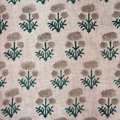 Ruhma Block Printed Linen Fabric | Upholstery & Home Décor Fabric