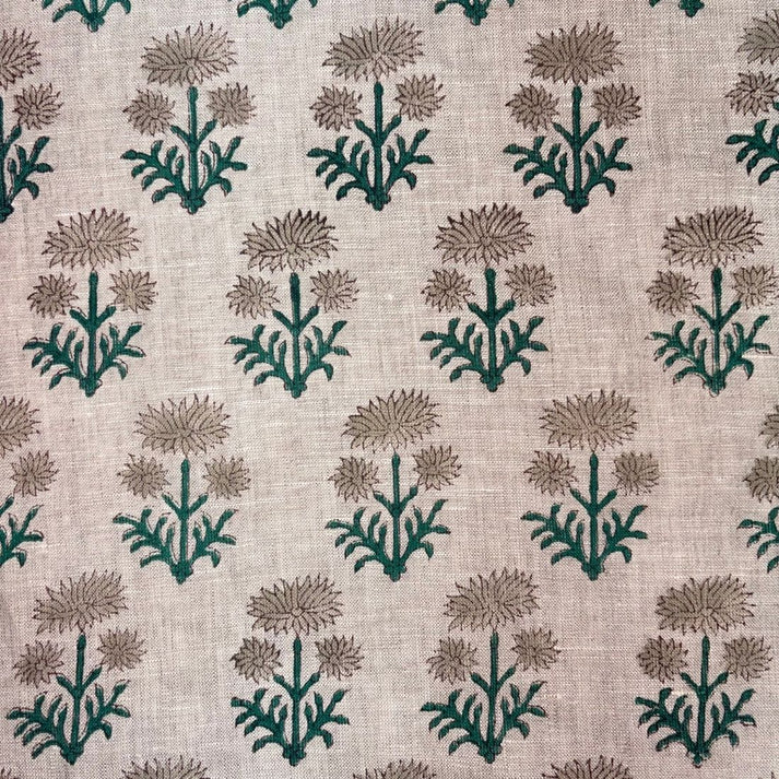 Baali Linen 58" Block-Printed Buta Upholstery Fabric