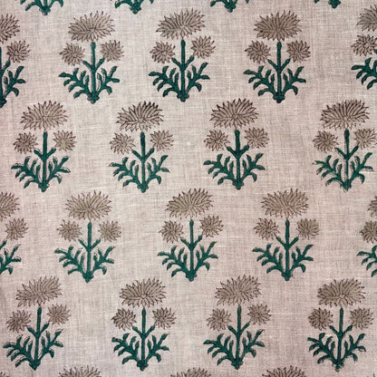 Baali Linen 58" Block-Printed Buta Upholstery Fabric