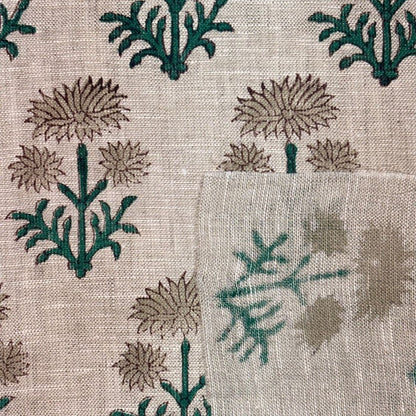 Ruhma Block Printed Linen Fabric | Upholstery & Home Décor Fabric