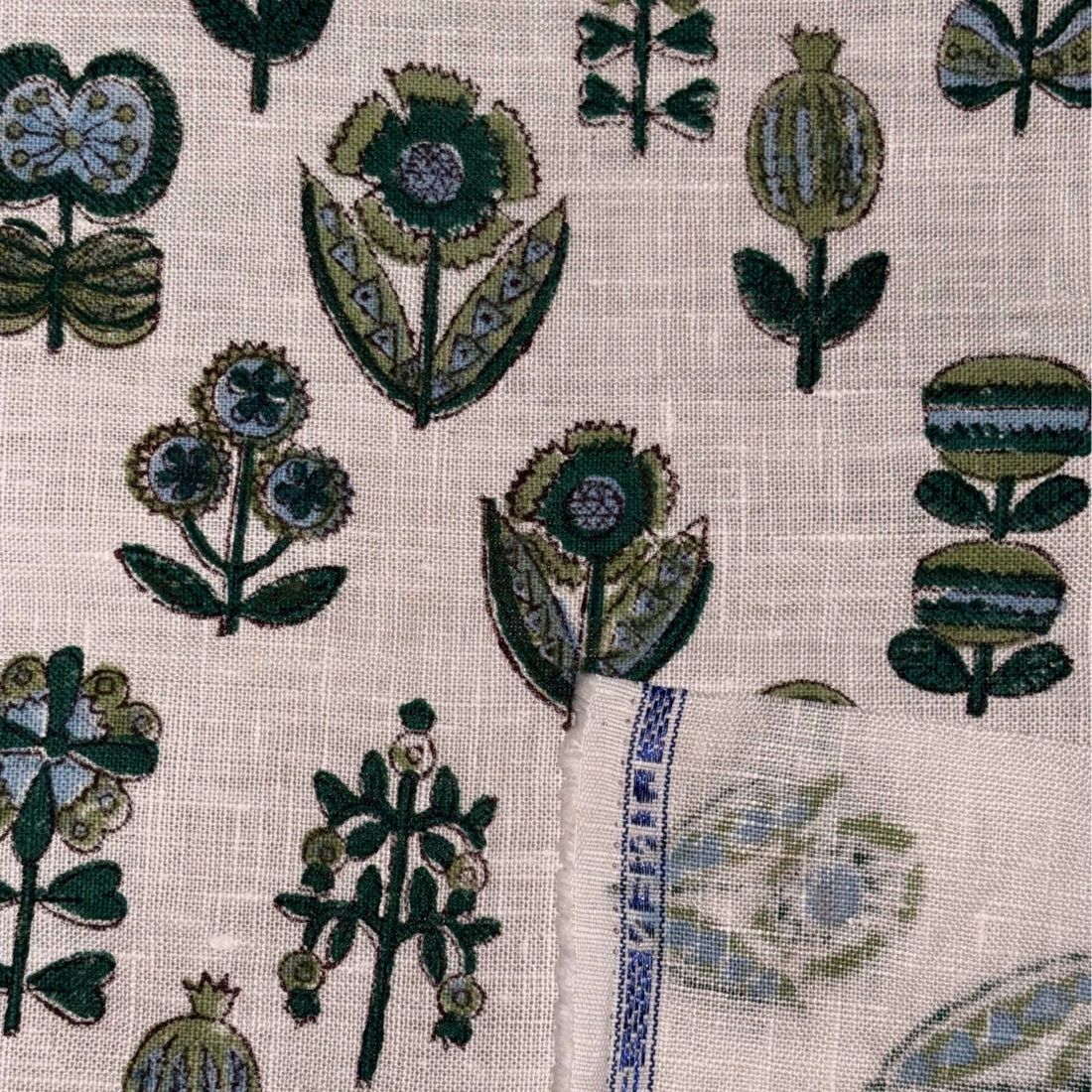 Close-up of fabric with floral pattern 