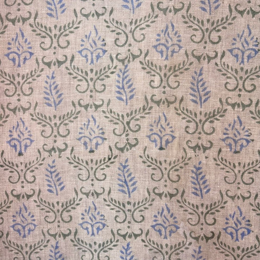 Zaari Block Printed Linen Fabric | Upholstery & Home Décor Fabric