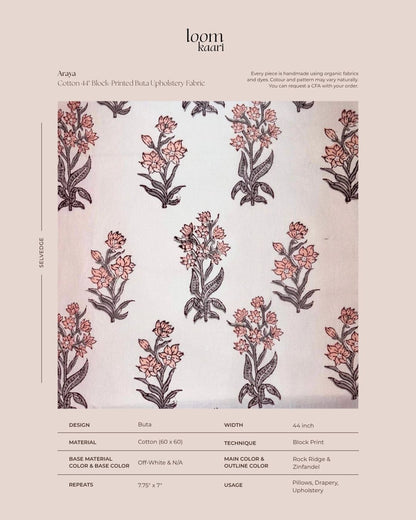 Araya Cotton 44" Block-Printed Buta Upholstery Fabric