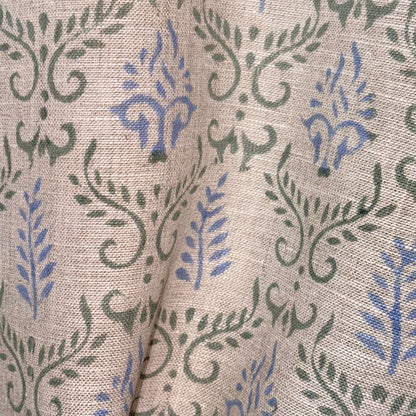 Zaari Block Printed Linen Fabric | Upholstery & Home Décor Fabric