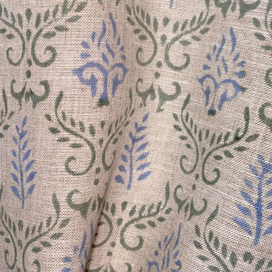 Zaari Block Printed Linen Fabric | Upholstery & Home Décor Fabric