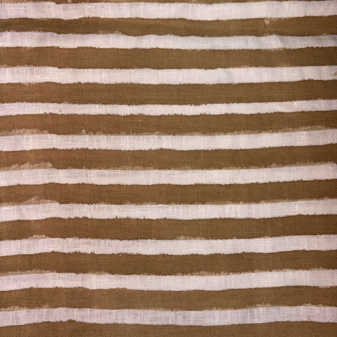 Megha Linen 58" Block-Printed Stripe Upholstery Fabric