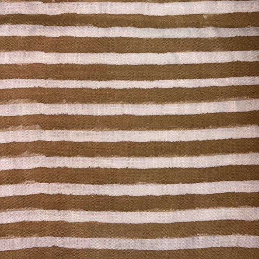 Megha Linen 58" Block-Printed Stripe Upholstery Fabric