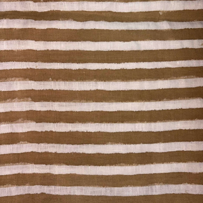 Aastha Linen 58" Block-Printed Stripe Upholstery Fabric