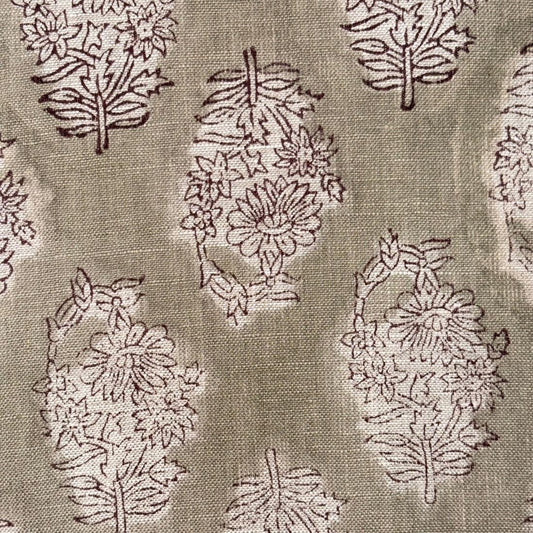 Taani Block Printed Linen Fabric | Upholstery & Home Décor Fabric