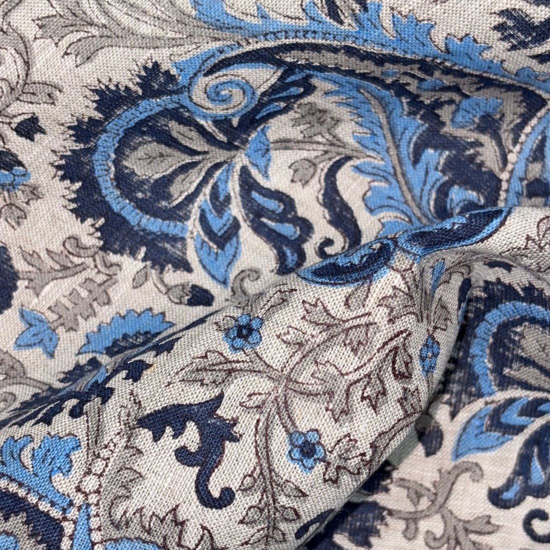 Maali Block Printed Linen Fabric | Upholstery & Home Décor Fabric