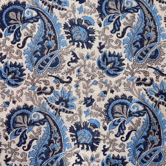 Maali Block Printed Linen Fabric | Upholstery & Home Décor Fabric