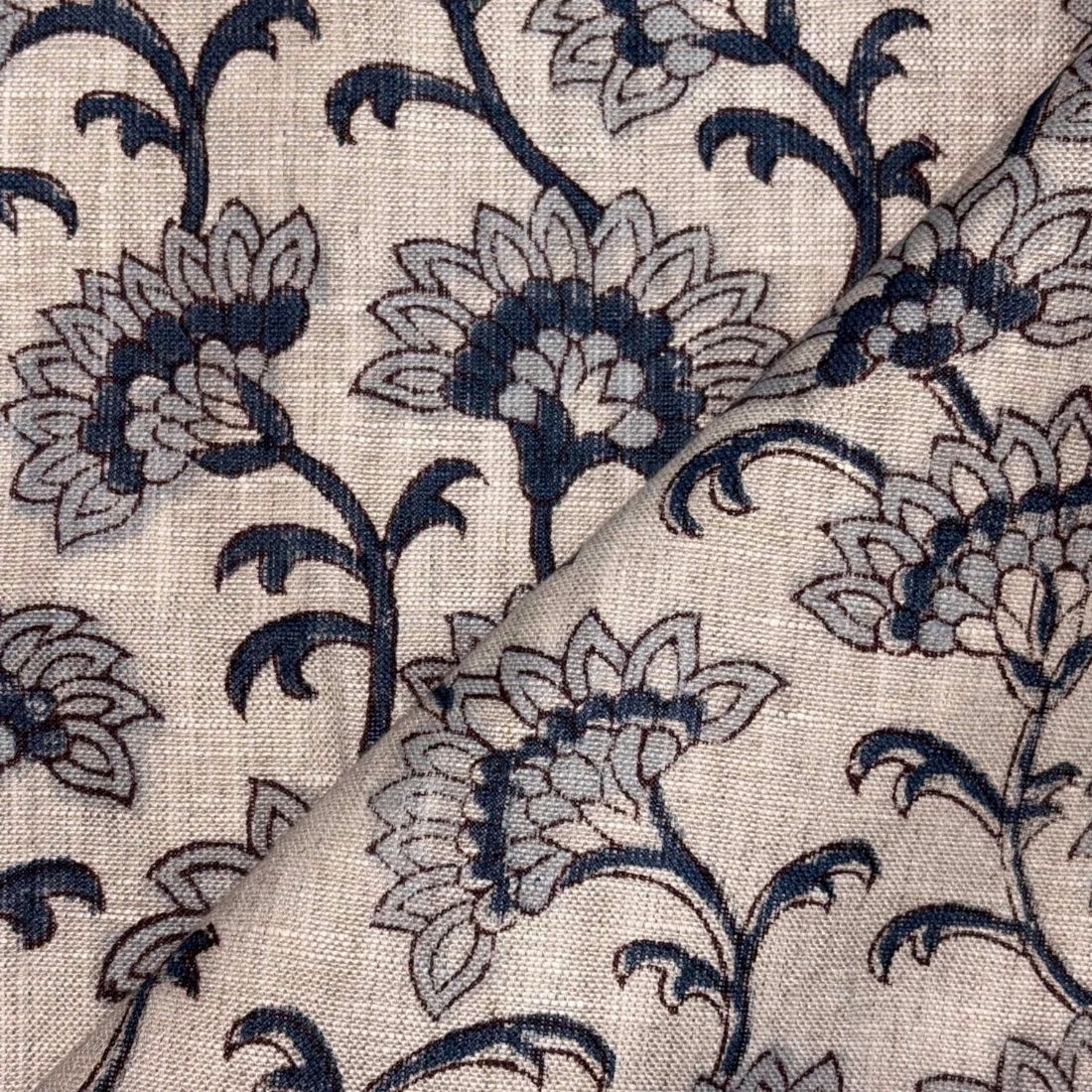 Kamal Block Print Linen Fabric