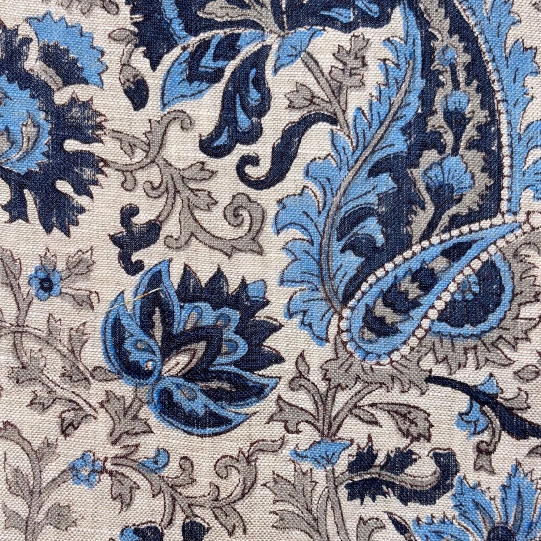 Maali Block Printed Linen Fabric | Upholstery & Home Décor Fabric