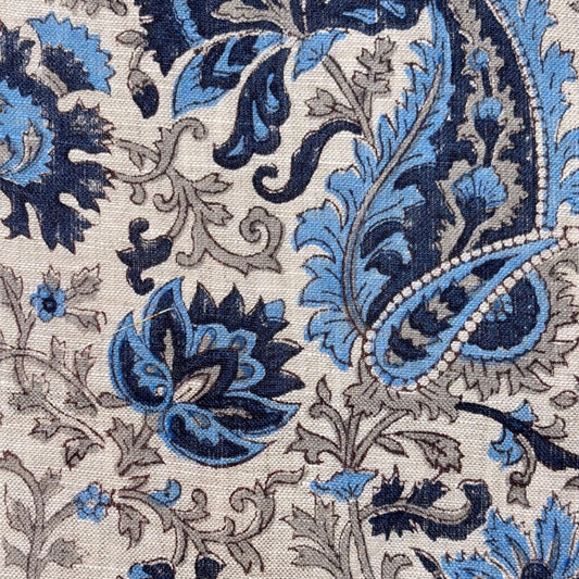 Maali Block Printed Linen Fabric | Upholstery & Home Décor Fabric