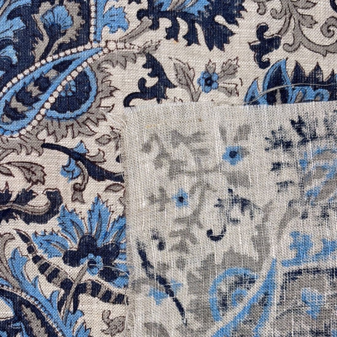 Maali Block Printed Linen Fabric | Upholstery & Home Décor Fabric