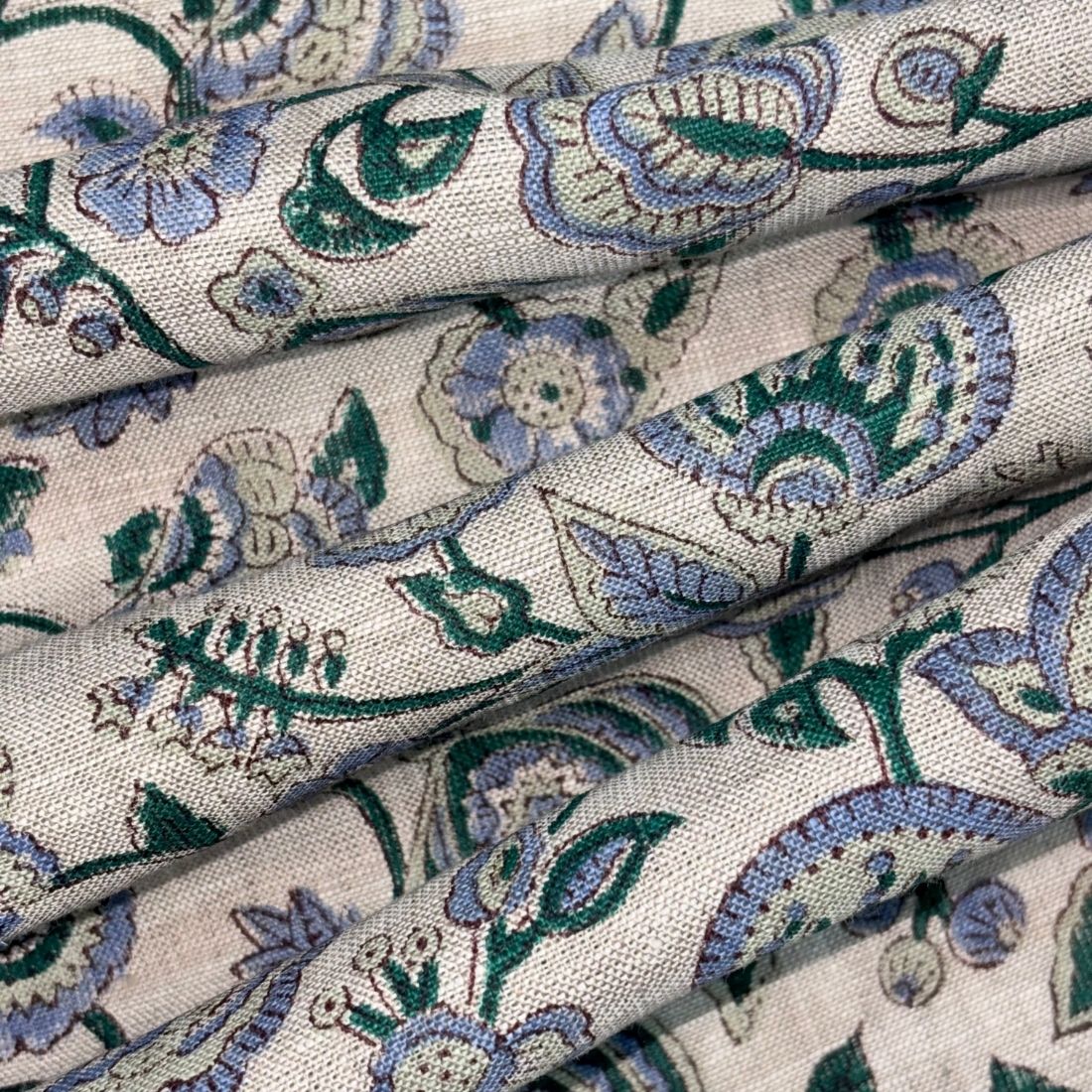 Daisa Linen 58" Block-Printed Jaal Upholstery Fabric