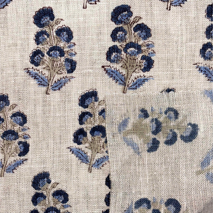 Hunar Block Printed Linen Fabric | Upholstery & Home Décor Fabric