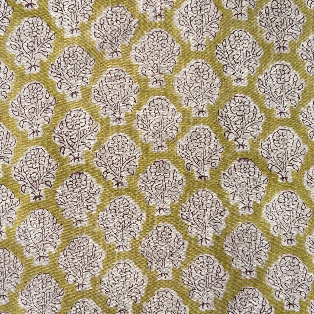Raavi Block Printed Linen Fabric