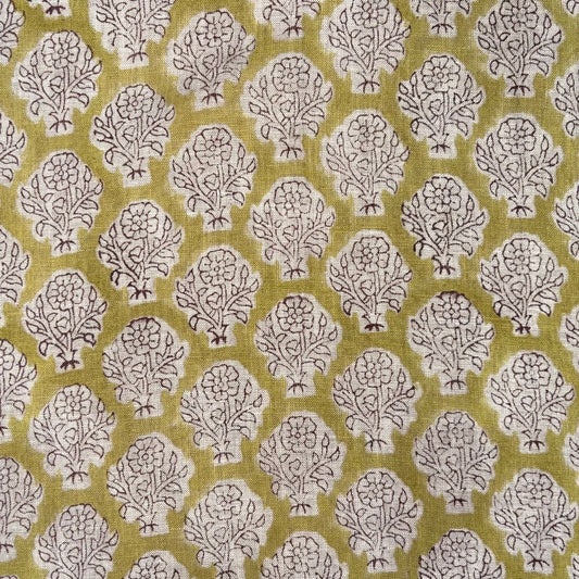 Raavi Block Printed Linen Fabric