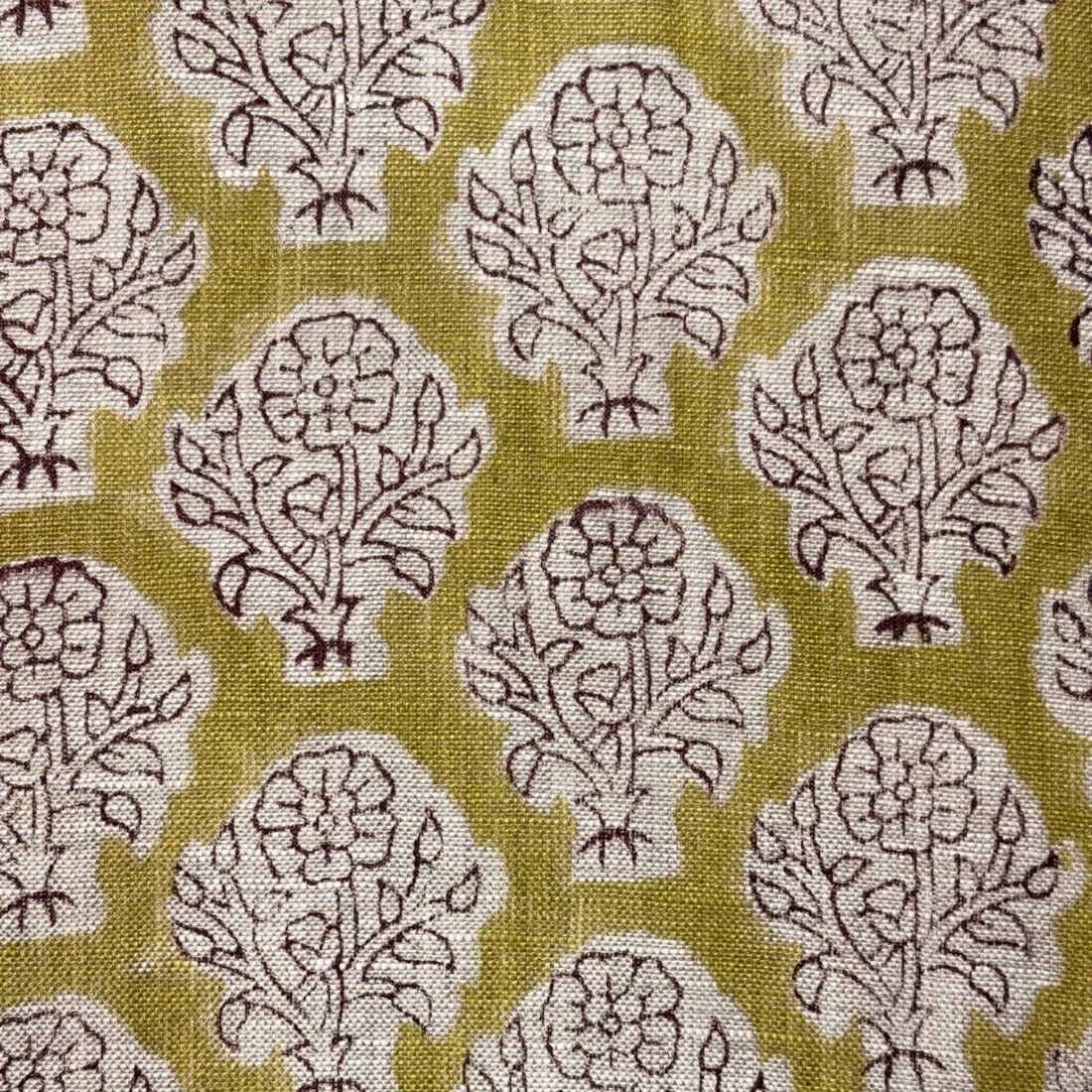 Raavi Block Printed Linen Fabric