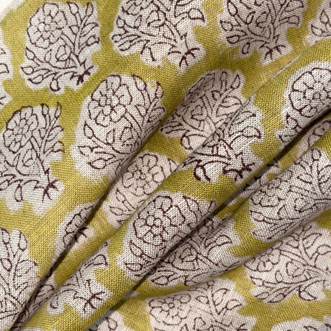 Raavi Block Printed Linen Fabric