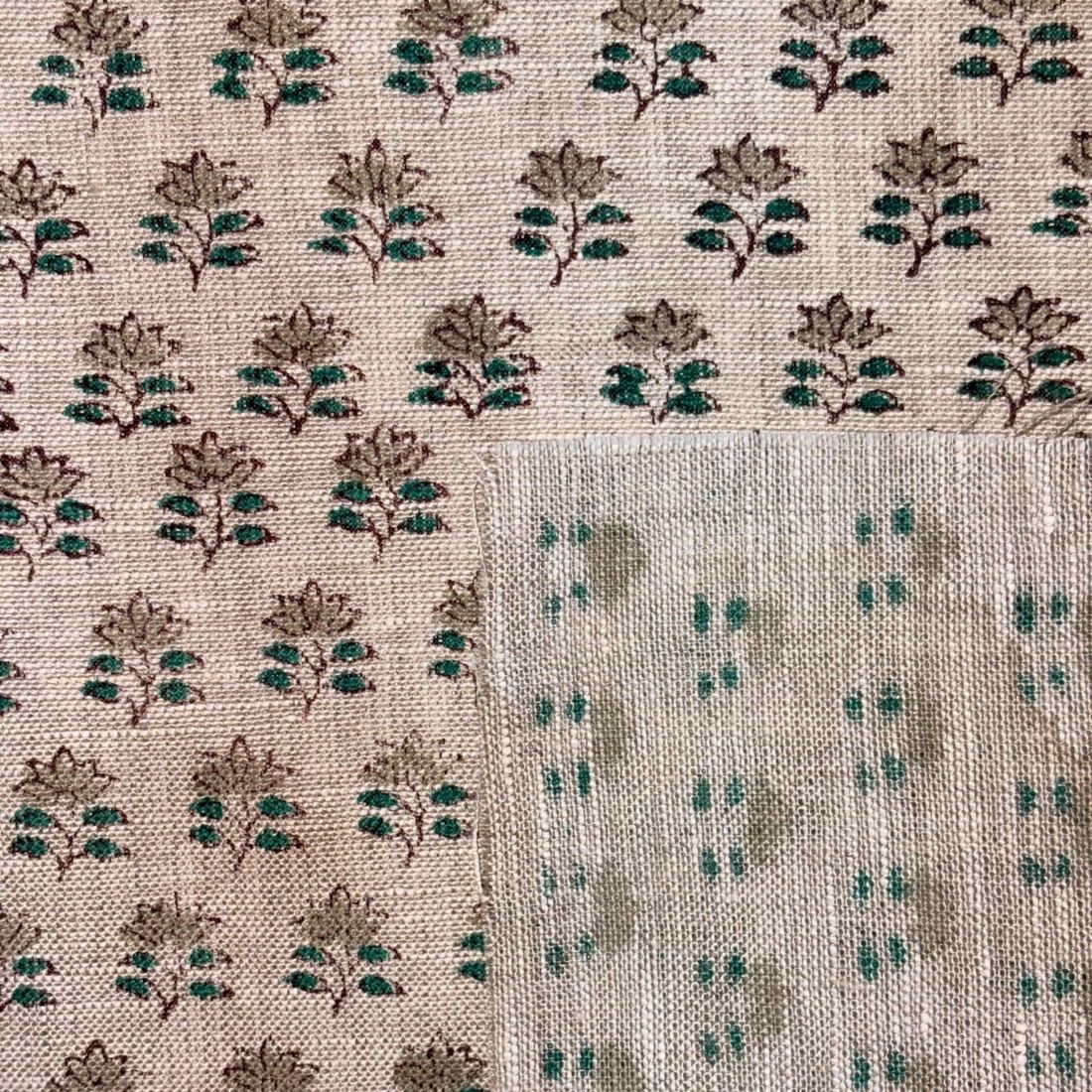 Rehaa Block Printed Linen Fabric | Upholstery & Home Décor Fabric