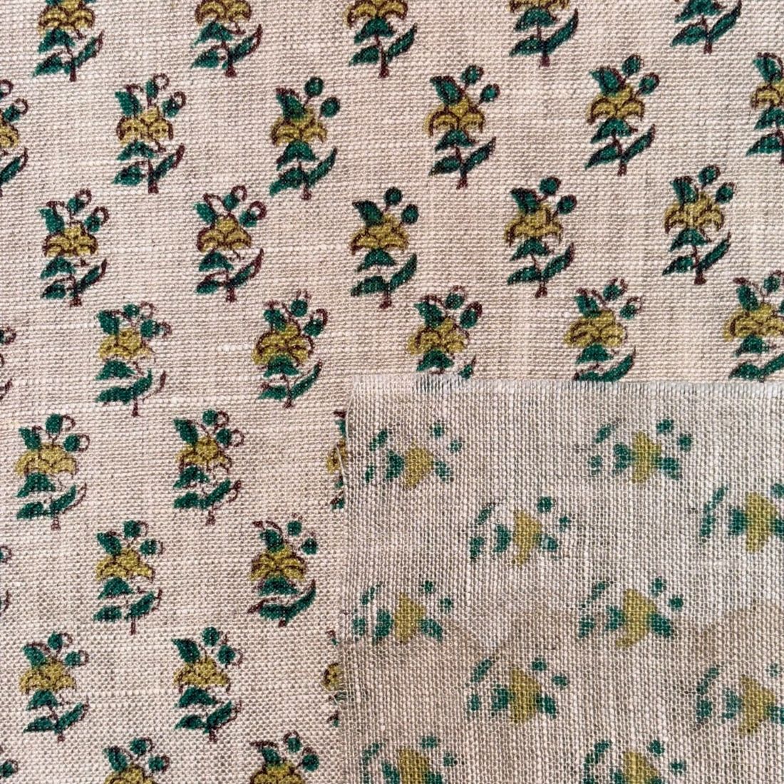 Mehri Block Printed Linen Fabric | Upholstery & Home Décor Fabric