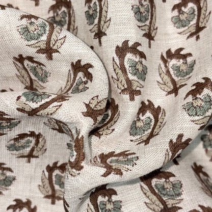 Arifa Block Printed Linen Fabric | Upholstery & Home Décor Fabric