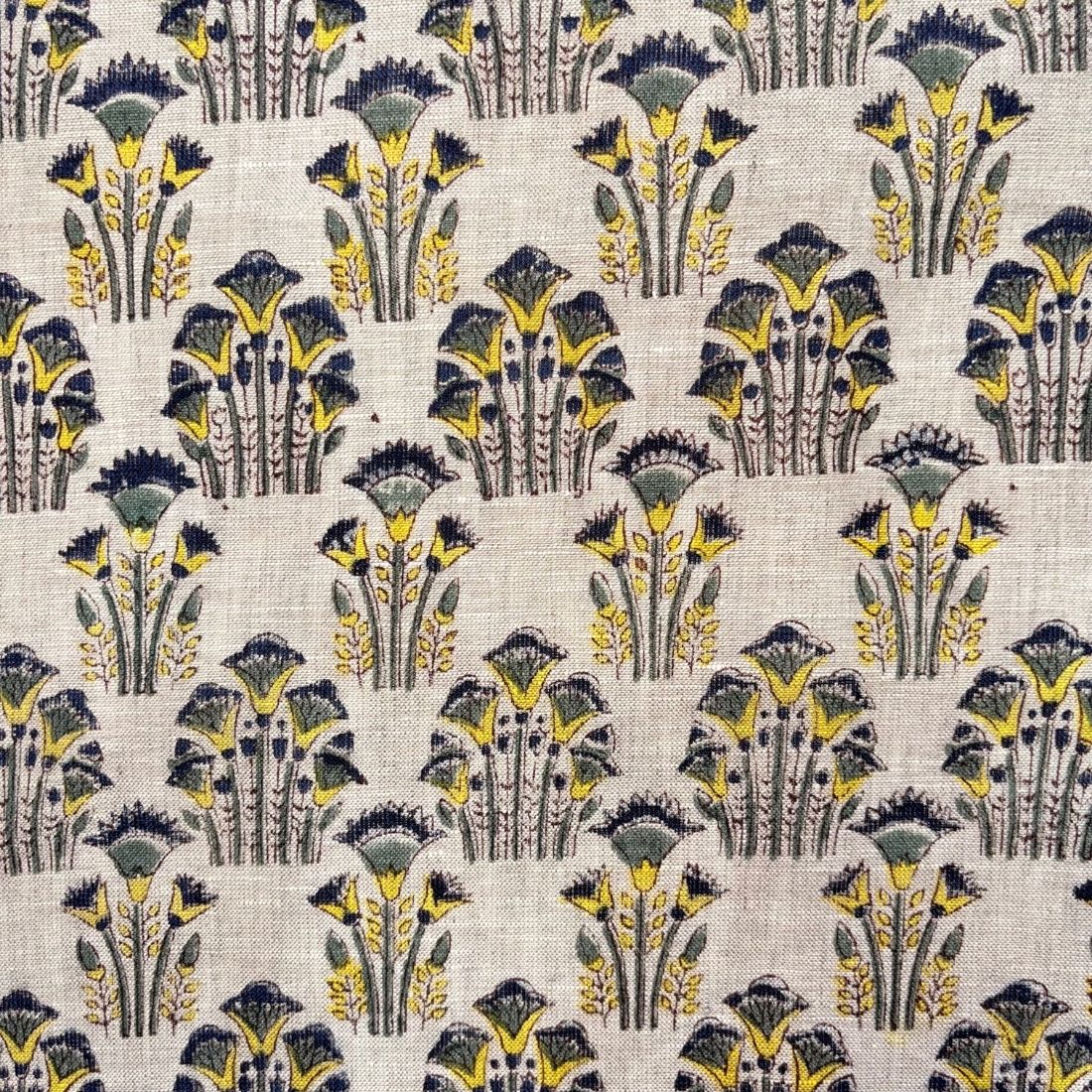 Sahaj Hand Block Printed Linen Fabric | Upholstery & Home Décor Fabric