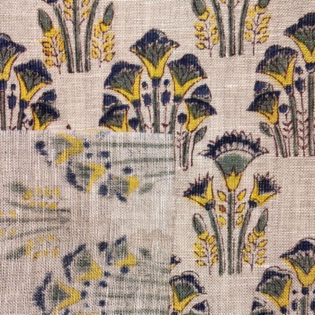 Sahaj Hand Block Printed Linen Fabric | Upholstery & Home Décor Fabric